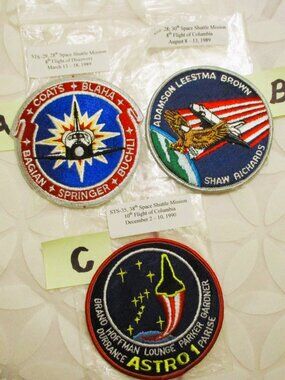 Vintage NASA Space Shuttle Mission Patch: STS Crew Embroidery, 1989-1990